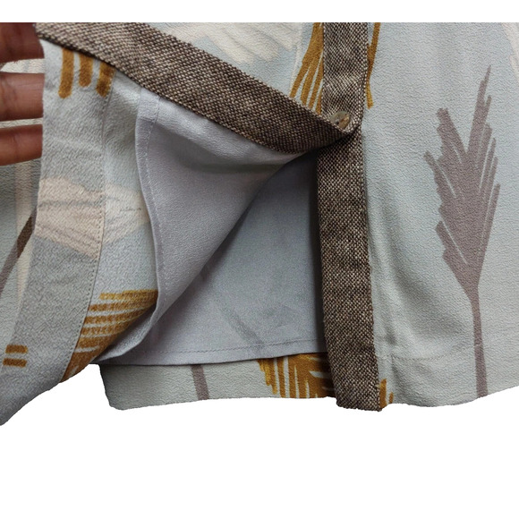 Anthropologie Brown Gold Skirt Edme & Esyllte Plumes Palms Button Front Lined 10 - Picture 6 of 8